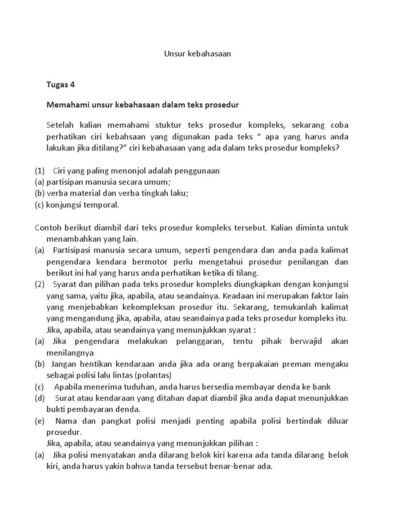 Ciri Ciri Kebahasaan Apa Yang Paling Menonjol Dalam Teks