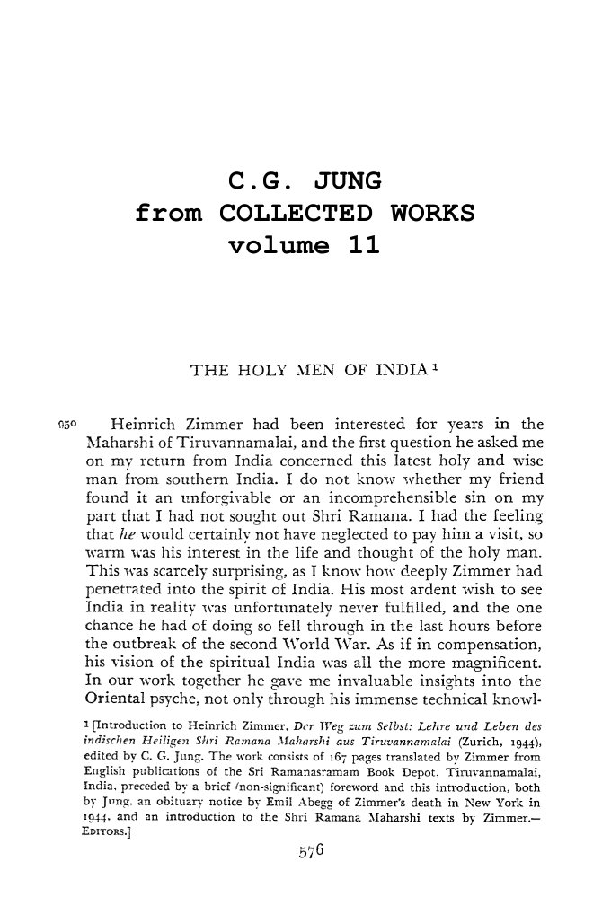 The Holy Men of India Jung PDF Carl Jung Ramana Maharshi