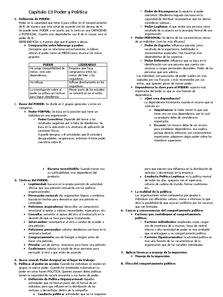 Poder y Política en Organizaciones | PDF | Poder (social y político ...