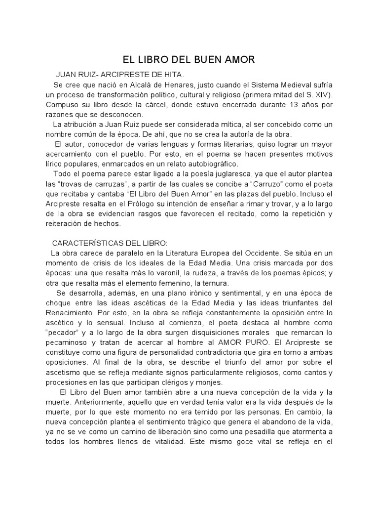 Análisis de "El Libro Del Buen Amor" PDF PDF Autobiografías Poesía
