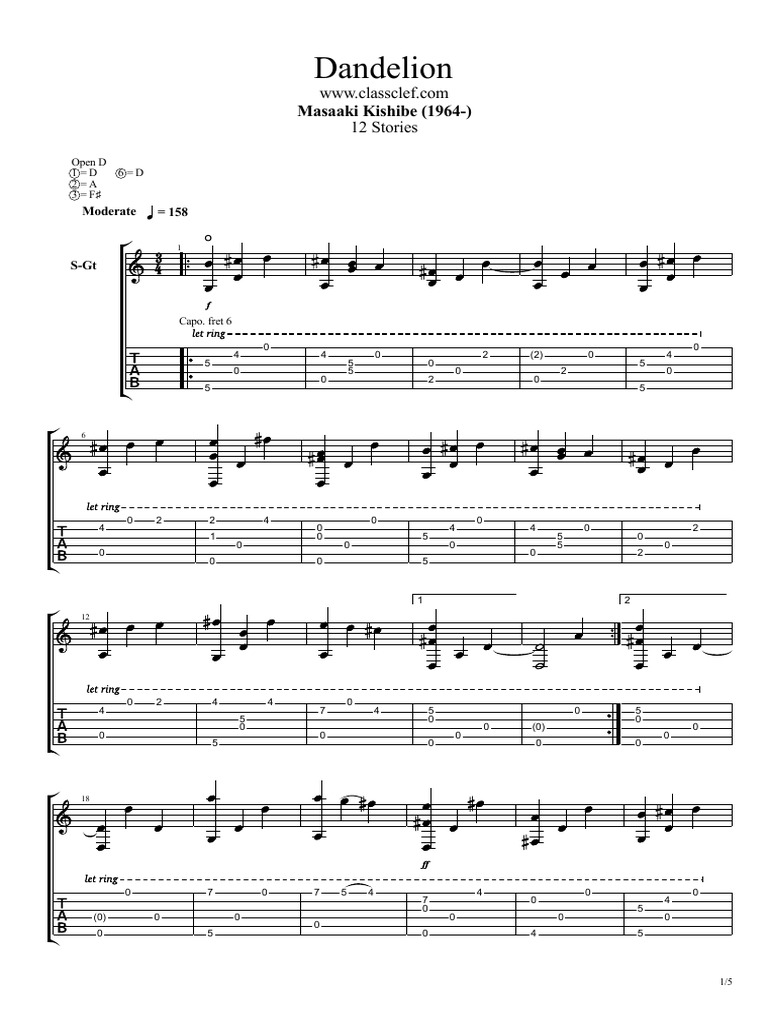 Dandelion by Masaaki Kishibe | PDF | Chordophones | String Instruments