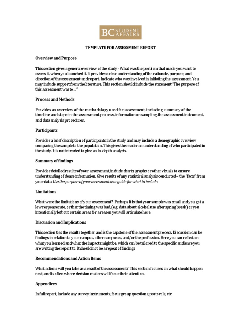 Assess Reportemplate PDF | PDF | Data | Cognition