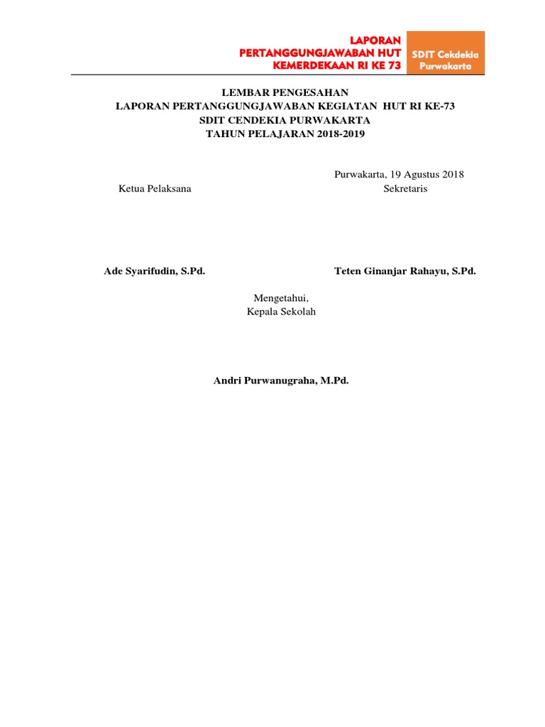 Contoh Lembar Pengesahan Proposal Kegiatan 17 Agustus ...