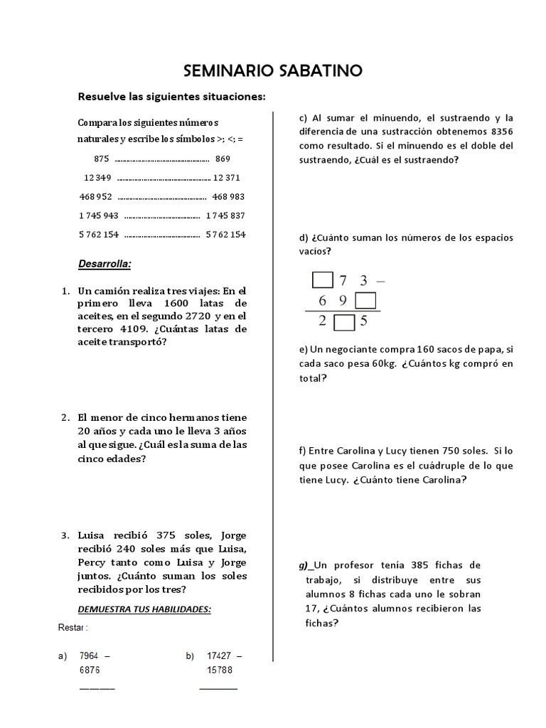 SIMULACRO, PDF, Sustracción