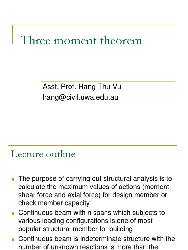 Three Moment Theorem for Continuous Beams | PDF | Bending | Structural ...