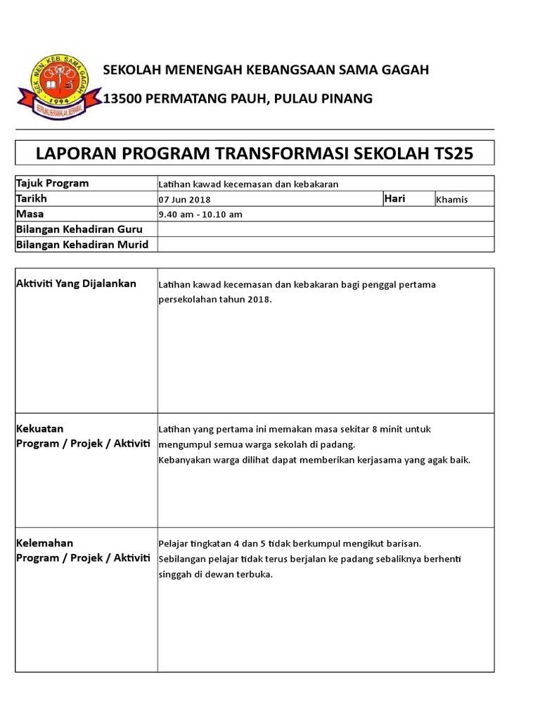 Laporan Latihan Kebakaran