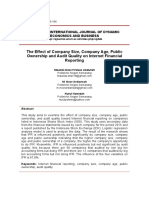The Effect of Company Size, Company Age, Public Ownership and Audit Quality On Internet Financial Reporting