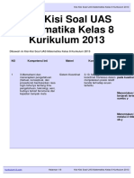 Kisi-Kisi Soal UAS Matematika Kelas 8 Kurikulum 2013