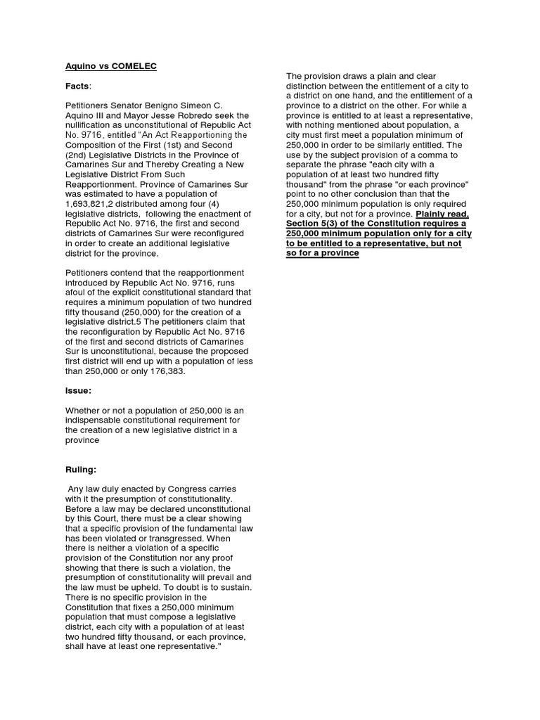 22 aquino vs comelec pdf constitutionality constitution