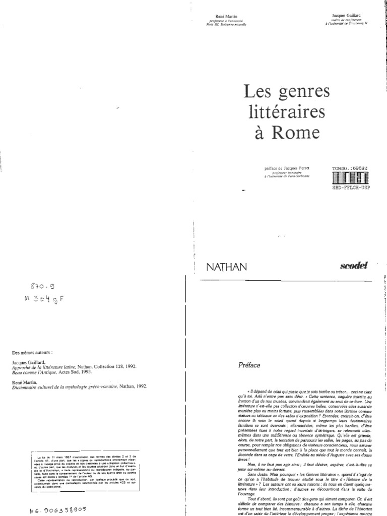 Drop Les Genres Litteraires A Rome Rr Poésie Romans - 