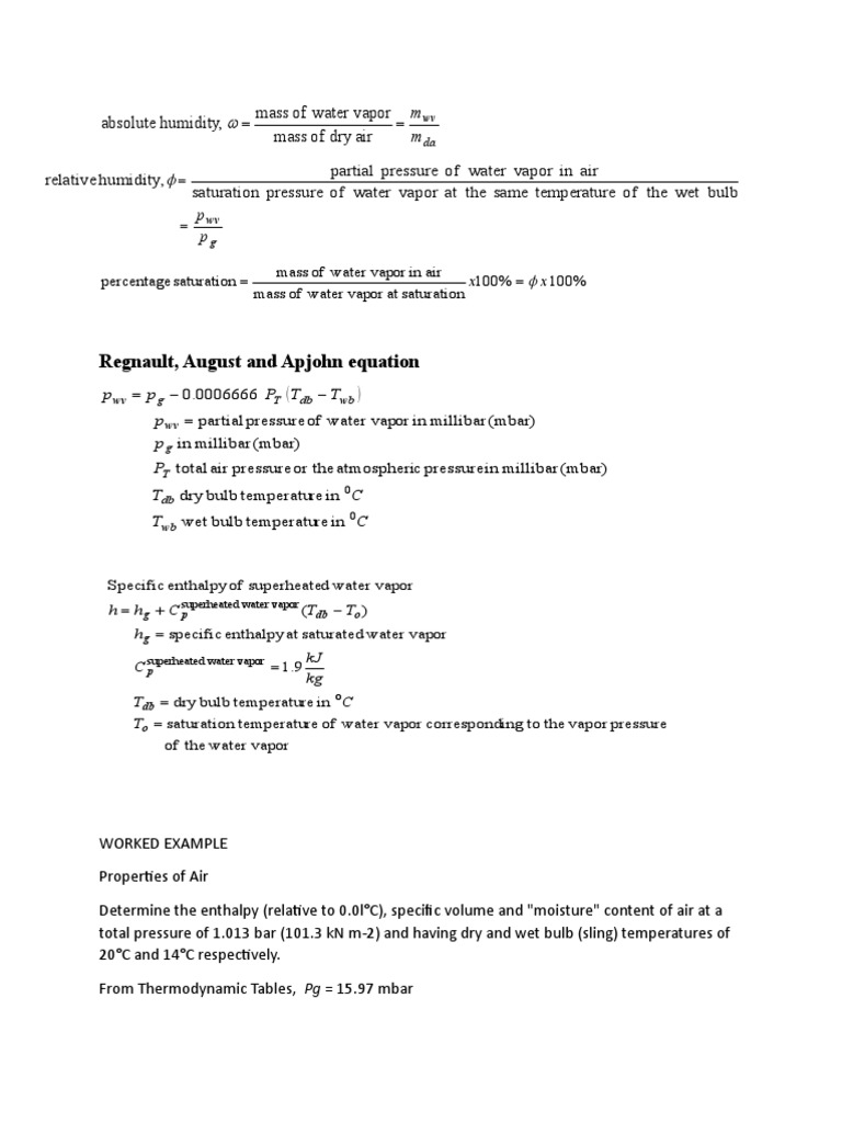 Humidity and Cooling Tower Calculations | PDF | Relative Humidity ...