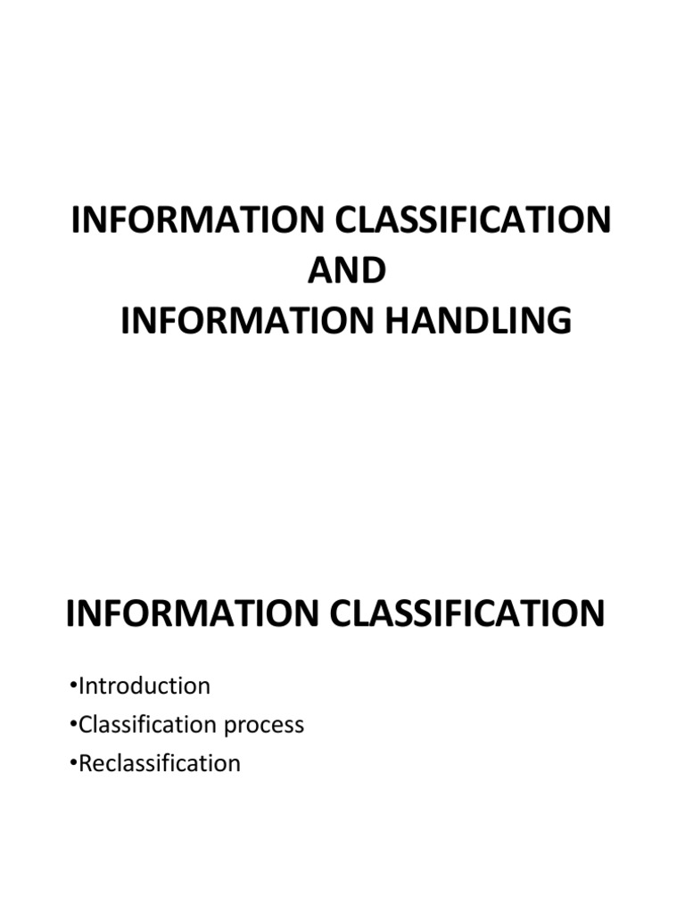 Information Classification And Information Handling Download Free Pdf