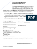 Construction Completion Report Form For Submittal Exception Process