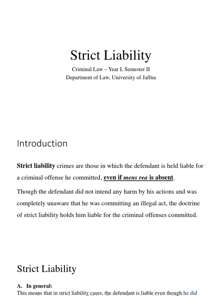 Strict Liability | Download Free PDF | Mens Rea | Strict Liability