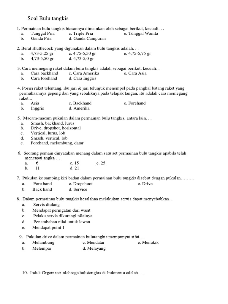 Seorang Pemain Dinyatakan Menang Dalam Satu Set Permainan Bulu Tangkis Jika Telah Mencapai Angka Sekali