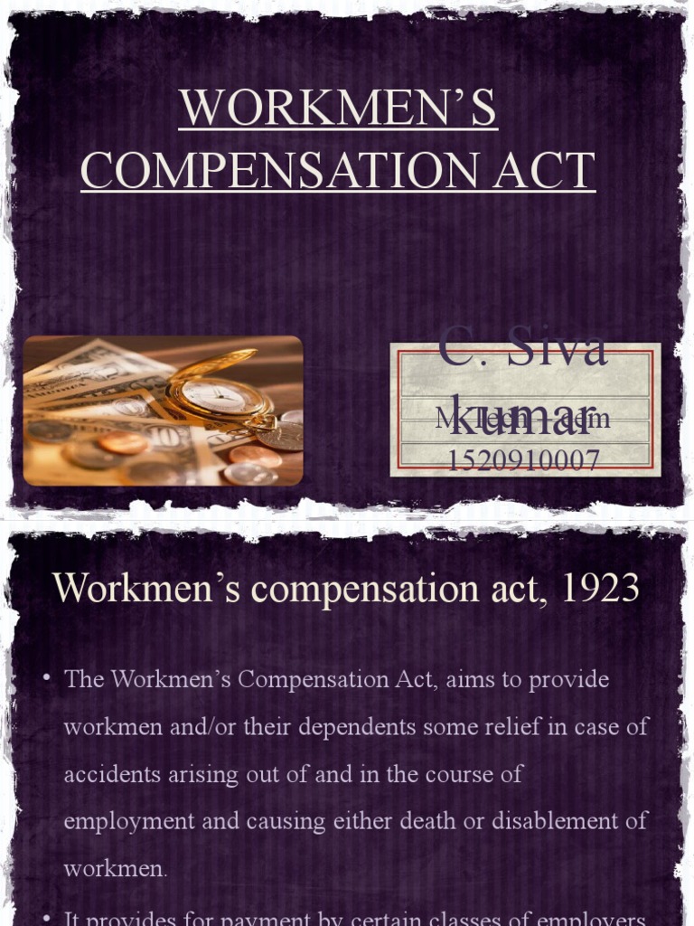 Workmen'S Compensation Act C. Siva Kumar PDF Employment Workers