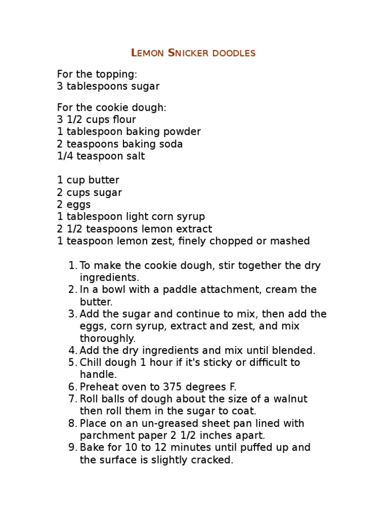 Lemon Snicker Doodles Recipe | PDF