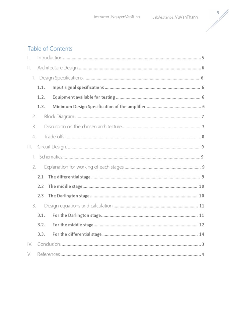 Audio Amplifier Design Project Report | PDF | Amplifier | Electronic ...