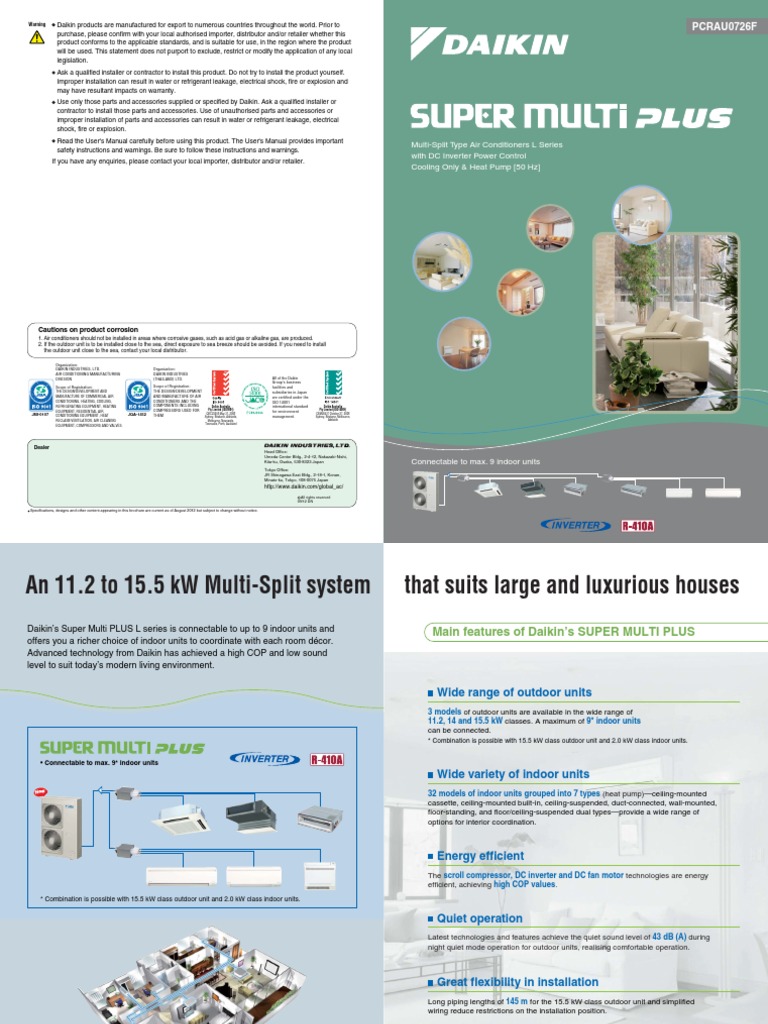 Daikin Super Multi Plus Brochure Pdf Electric Motor Heat Pump