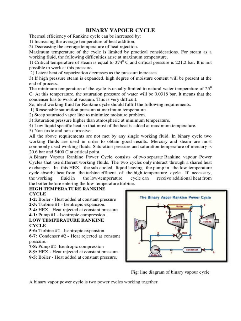 Binary Vapour Cycle PDF Materials Science Chemical Process