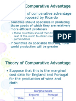 The Theory of Comparative Advantage Was First Proposed by Ricardo