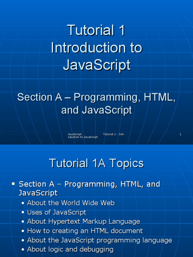 Tutorial 1 Introduction To Javascript | PDF | Internet & Web | World ...