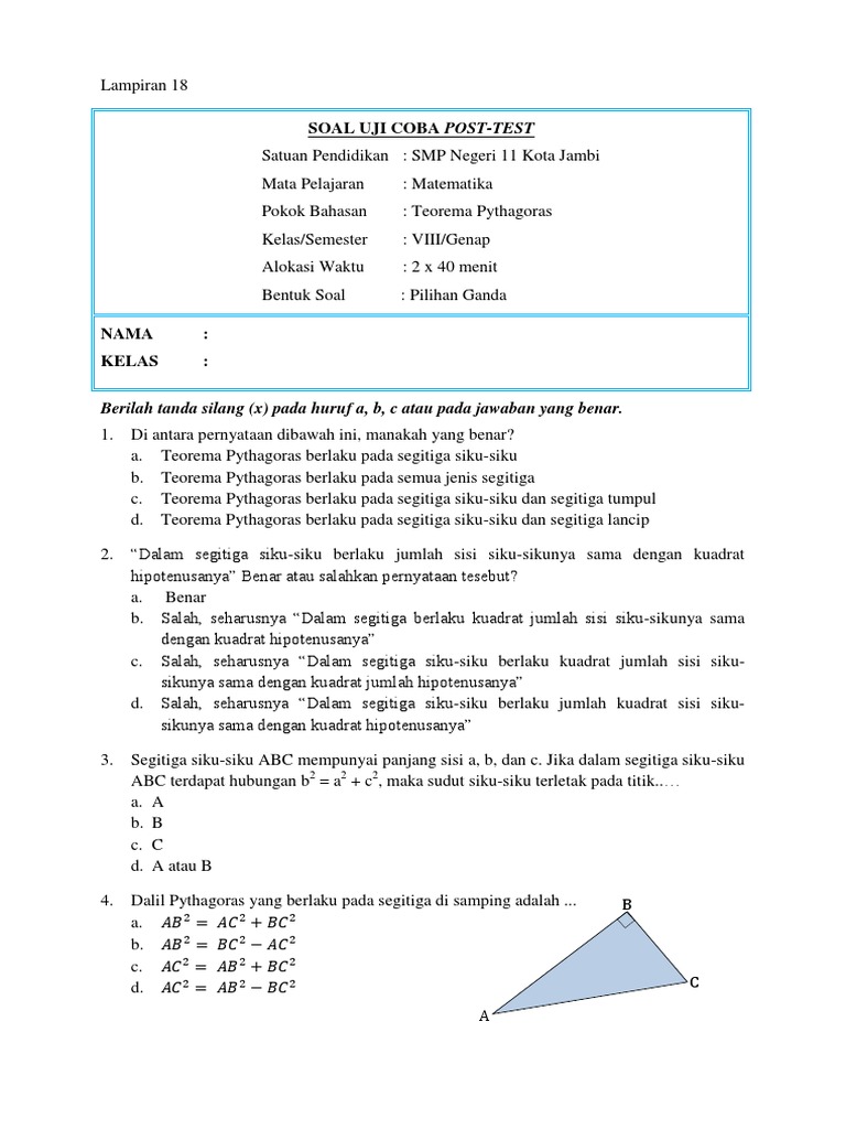 Soal Uji Coba Post Test