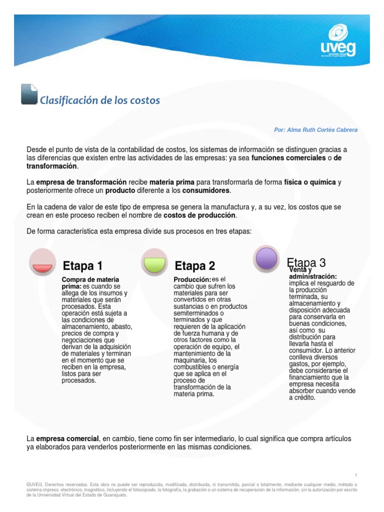 Clasificacion de Los Costos PDF | PDF | Costo | Economias