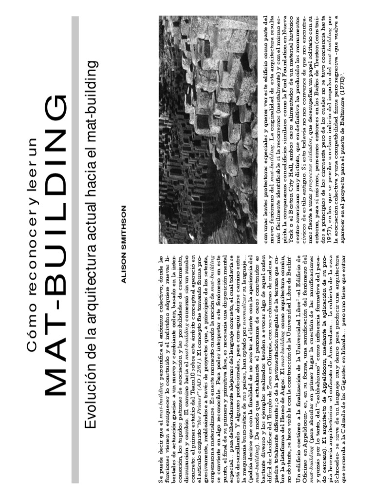 Como Reconocer y Leer Un MatBuilding Alison Smithson PDF PDF