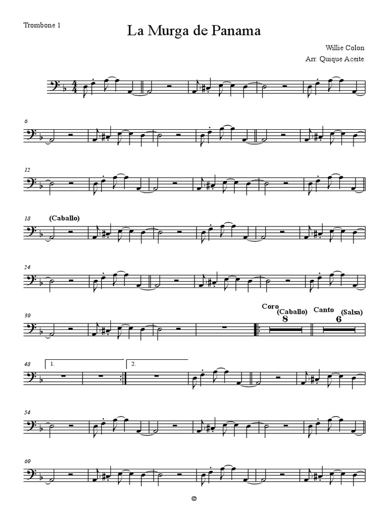 La Murga de Panama - Trombone 1 | PDF