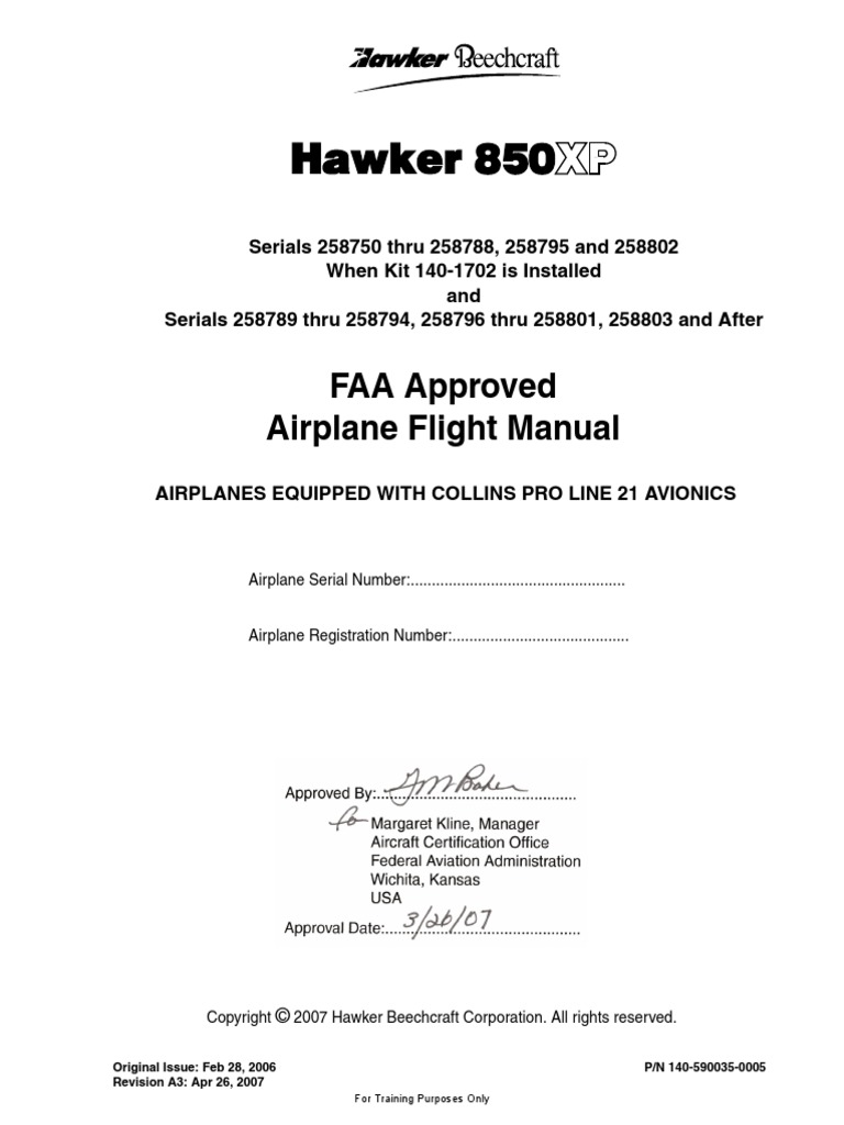 H850XP Afm PN 0005 PDF Avion Industries