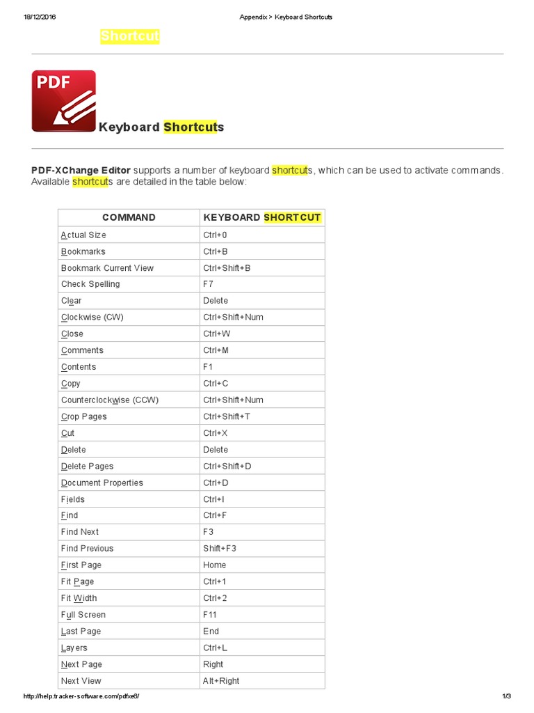 PDF-xchange Editor v6 - Shortcuts | PDF | Keyboard Shortcut | Computer