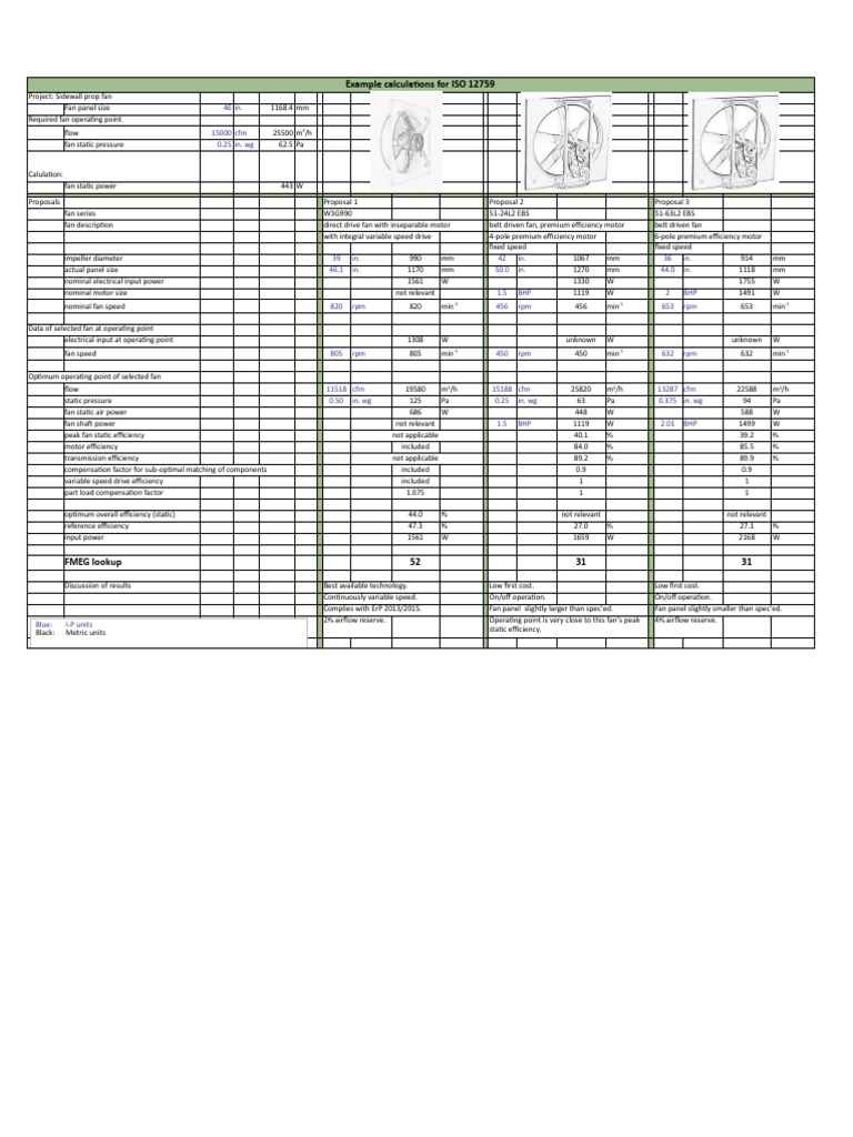 ISO 12759 Fan Calculation Examples | PDF | Machines | Manufactured Goods