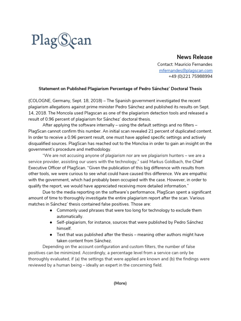 Sanchez Plagiarism Statement | PDF | Plagiarism | Communication