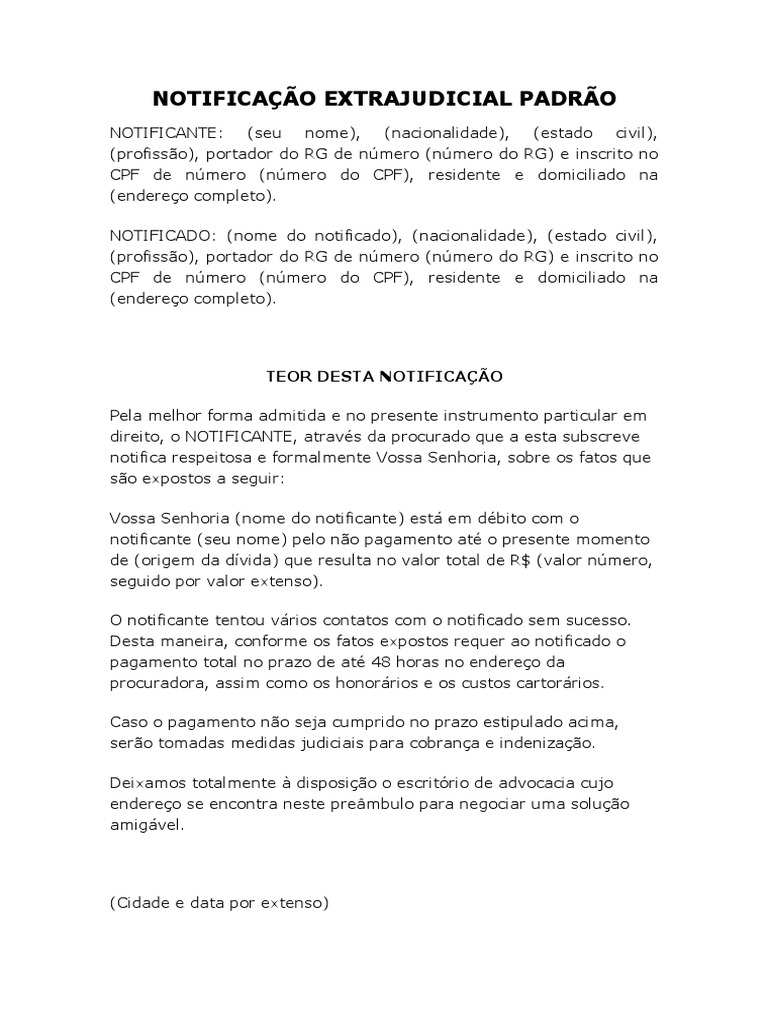 Notificação Extrajudicial | PDF | Nacionalidade | Estado