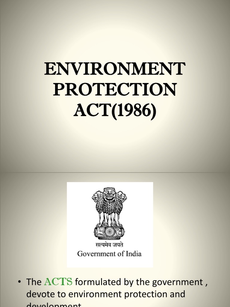 Environment Protection ACT (1986) | PDF | Environmental Protection ...