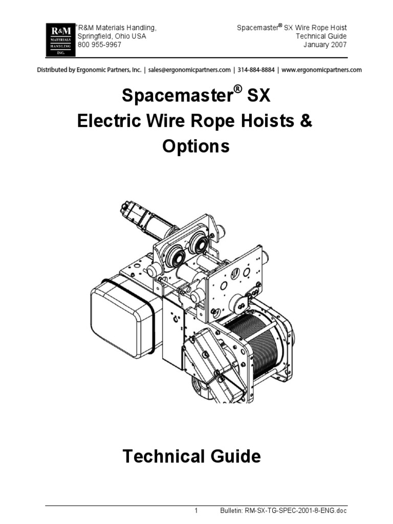 R And M Spacemaster Sx Electric Wire Rope Hoist Technical Guide Pdf Crane Machine Elevator