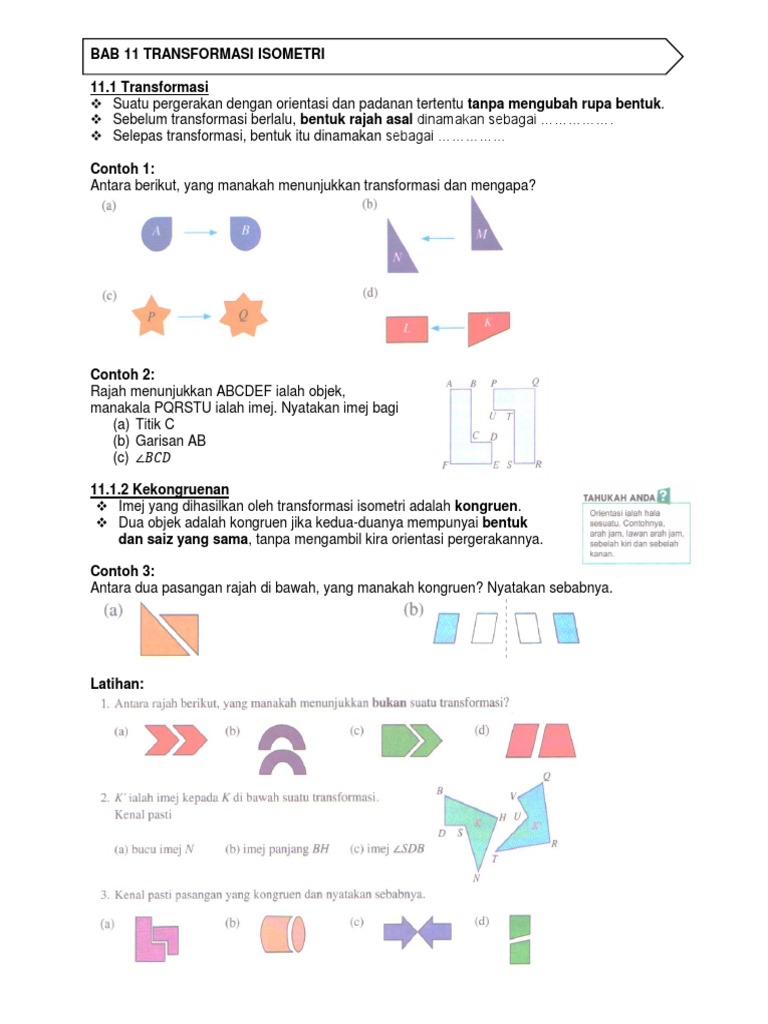 Bab 11 Transformasi Isometri Pdf