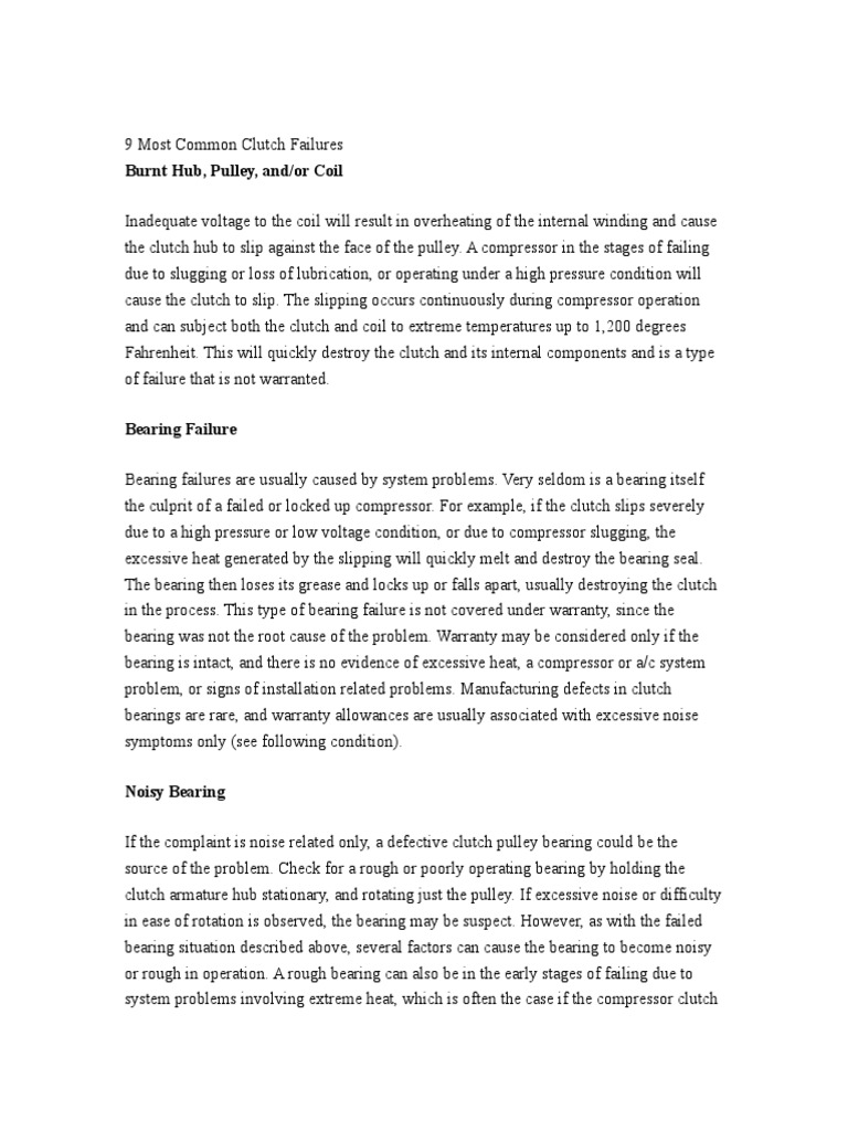 9 Most Common Clutch Failures PDF Clutch Bearing (Mechanical)