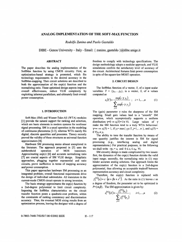 Analog SoftMax Function Design | PDF | Mosfet | Electronic Circuits