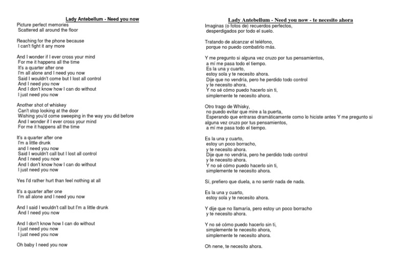 Lady Antebellum - Need You Now Letra | PDF