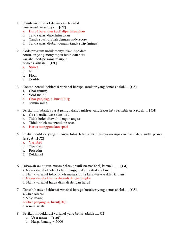Contoh Soal Variable | PDF