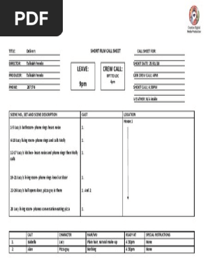 Call Sheet Reshoots Tf