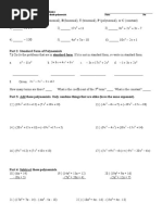 X X X X X: I Will Be Able To Add, Subtract, Multiply, and Divide Polynomials. Name Per