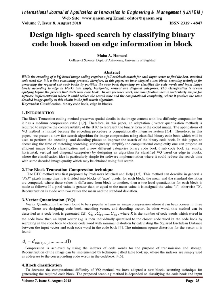 Fast Image Compression via VQ Classification | PDF | Statistical ...