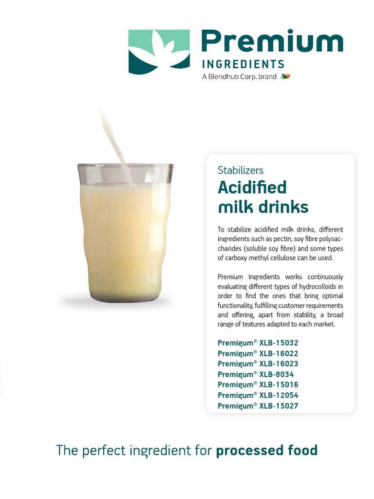 Stabilizers Acidified Milk Drinks PDF Milk Dietary Fiber