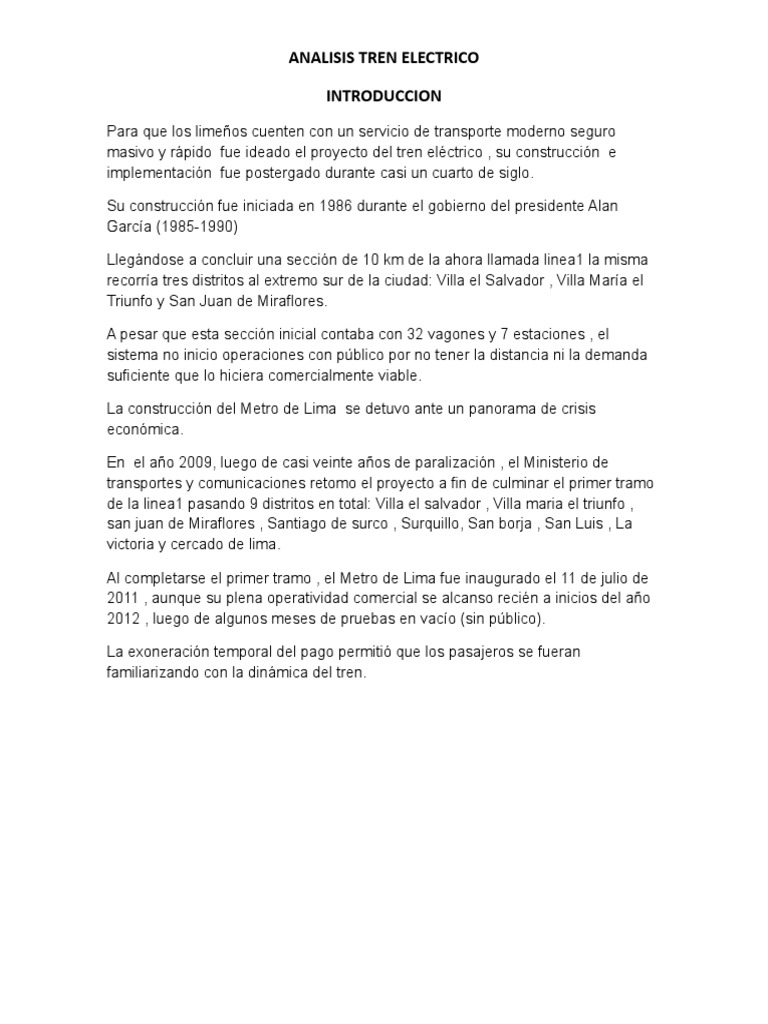 Análisis del Metro de Lima: Retos y Éxitos | PDF | Lima | Transporte