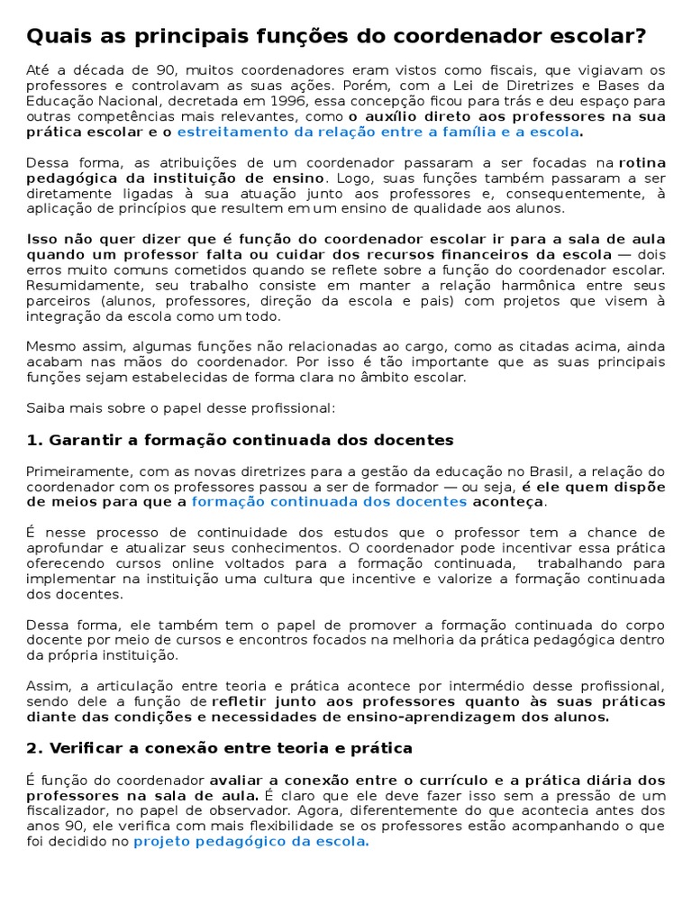 As principais funções do coordenador escolar e seu papel estratégico na ...
