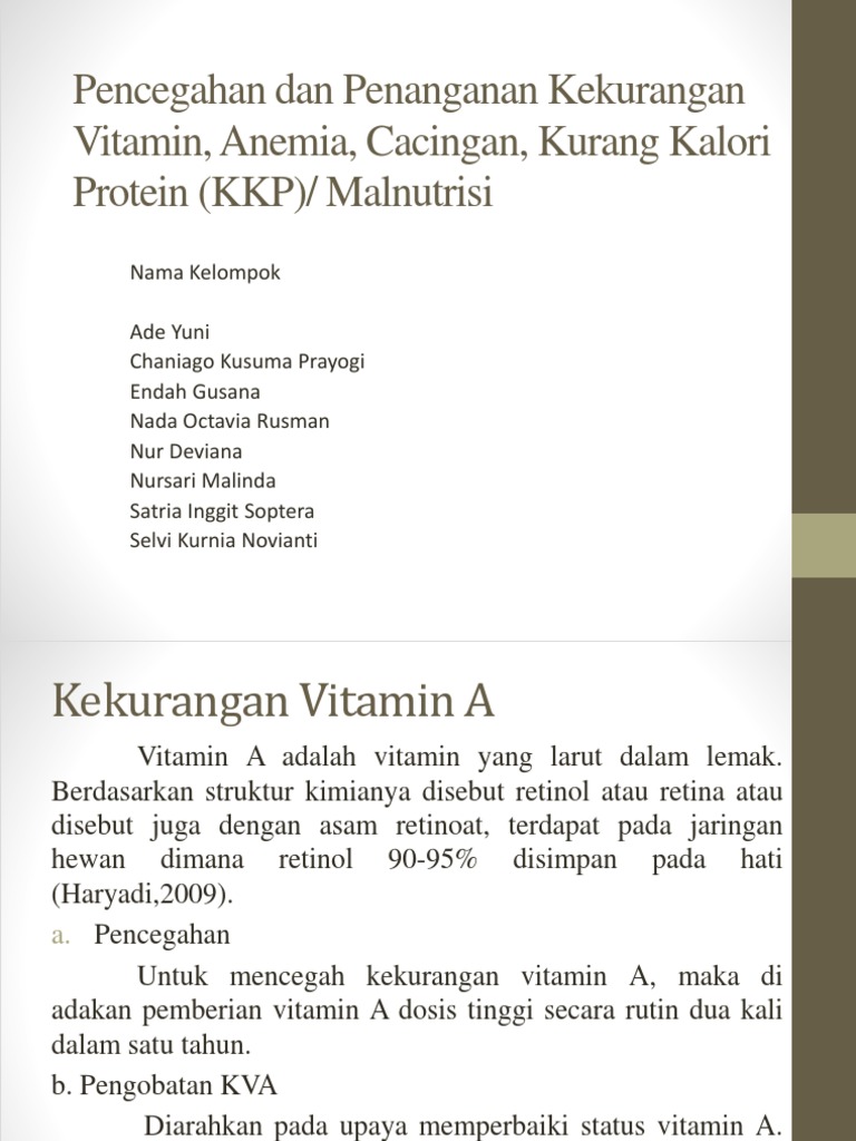 Pencegahan dan Penanganan Kekurangan Vitamin, Anemia