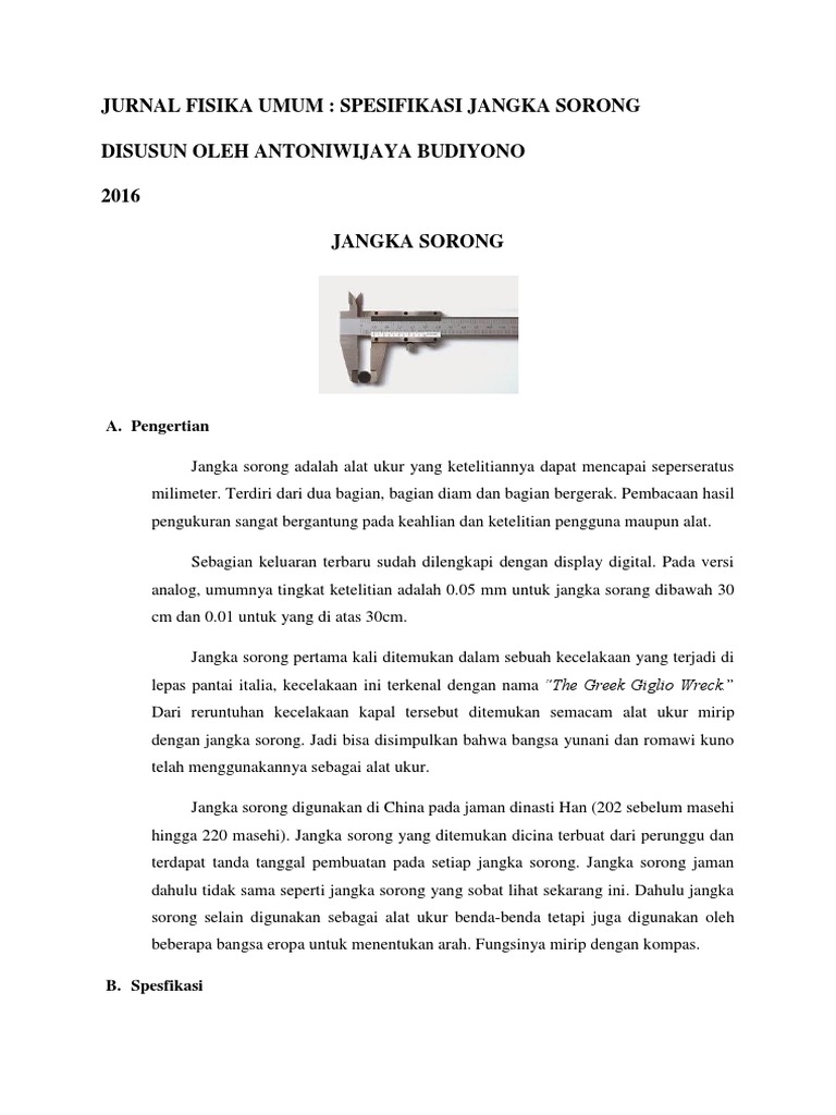 Antoniwjaya Jurnal Fisika Umum Spesifikasi Jangka Sorong